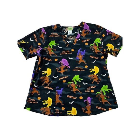 Scooby Doo Hanna Barbera Black Cotton Halloween Scrubs - Large - Picture 1 of 10